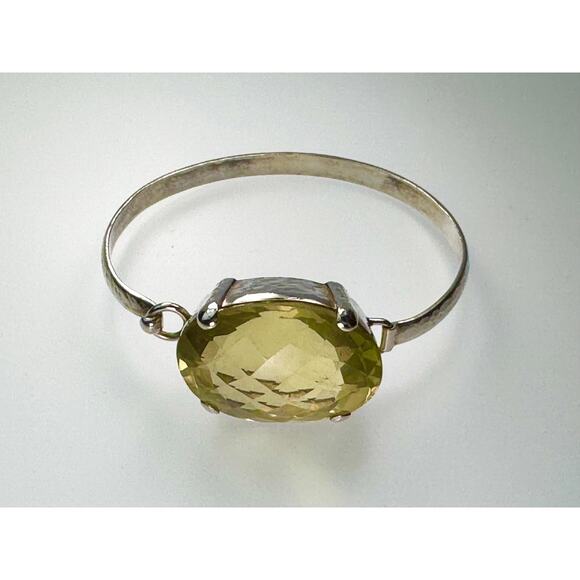 Lemon Citrine Latch Bangle Handmade Sterling 925 Silver 6.5" - Picture 9 of 11